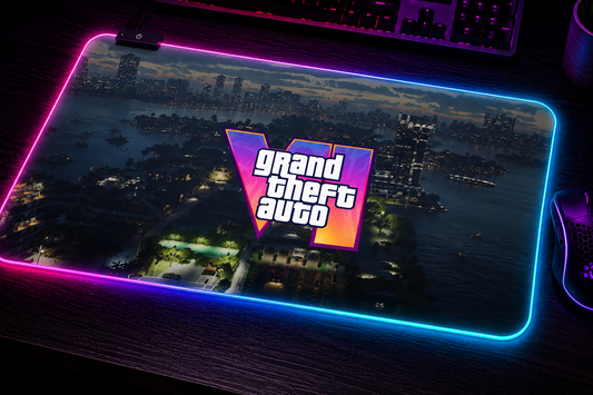 GTA 6 RGB Gaming Mouse Pad XXL – LED Large Desk Mat 900x400 Extended Keyboard & Mouse Pad