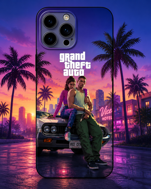 GTA 6 Inspired Black Matte iPhone Case – Soft TPU Shockproof Protective Cover