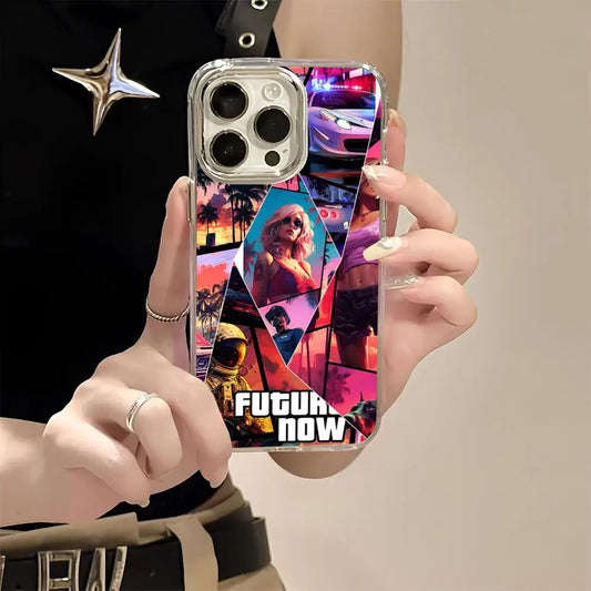 R-rockstar Gta 6 Grand Theft Auto Phone Case For Iphone 17 16 15 14 13 12 11 Pro Max Xr Air Plus Silicone Cover Silver Hard She