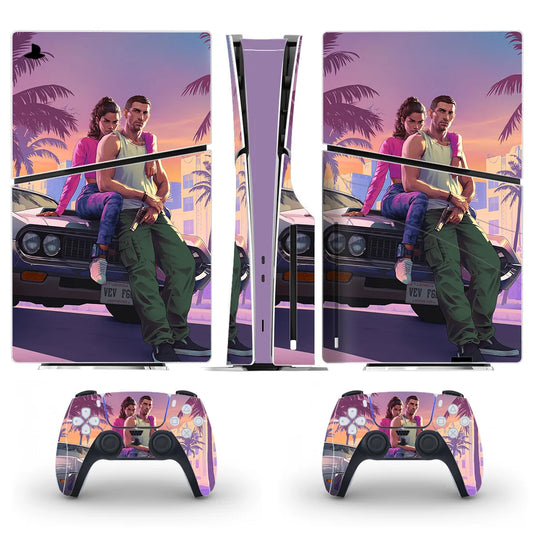 GTA 6 PS5 Slim & PS5 Pro Skin Sticker for Console & 2 Controllers