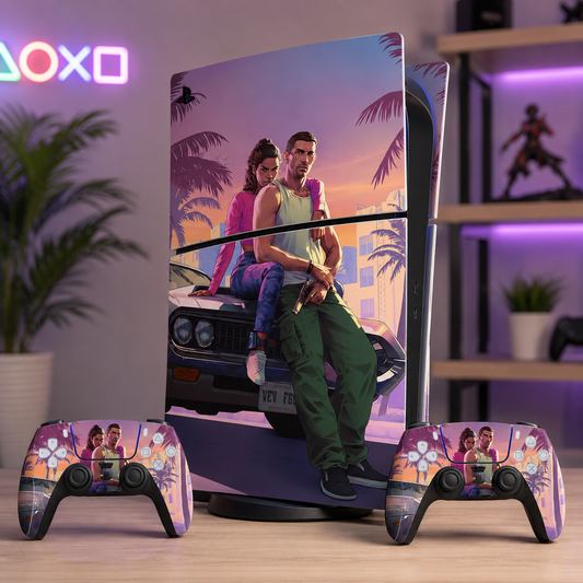 GTA 6 PS5 Slim & PS5 Pro Skin Sticker for Console & 2 Controllers