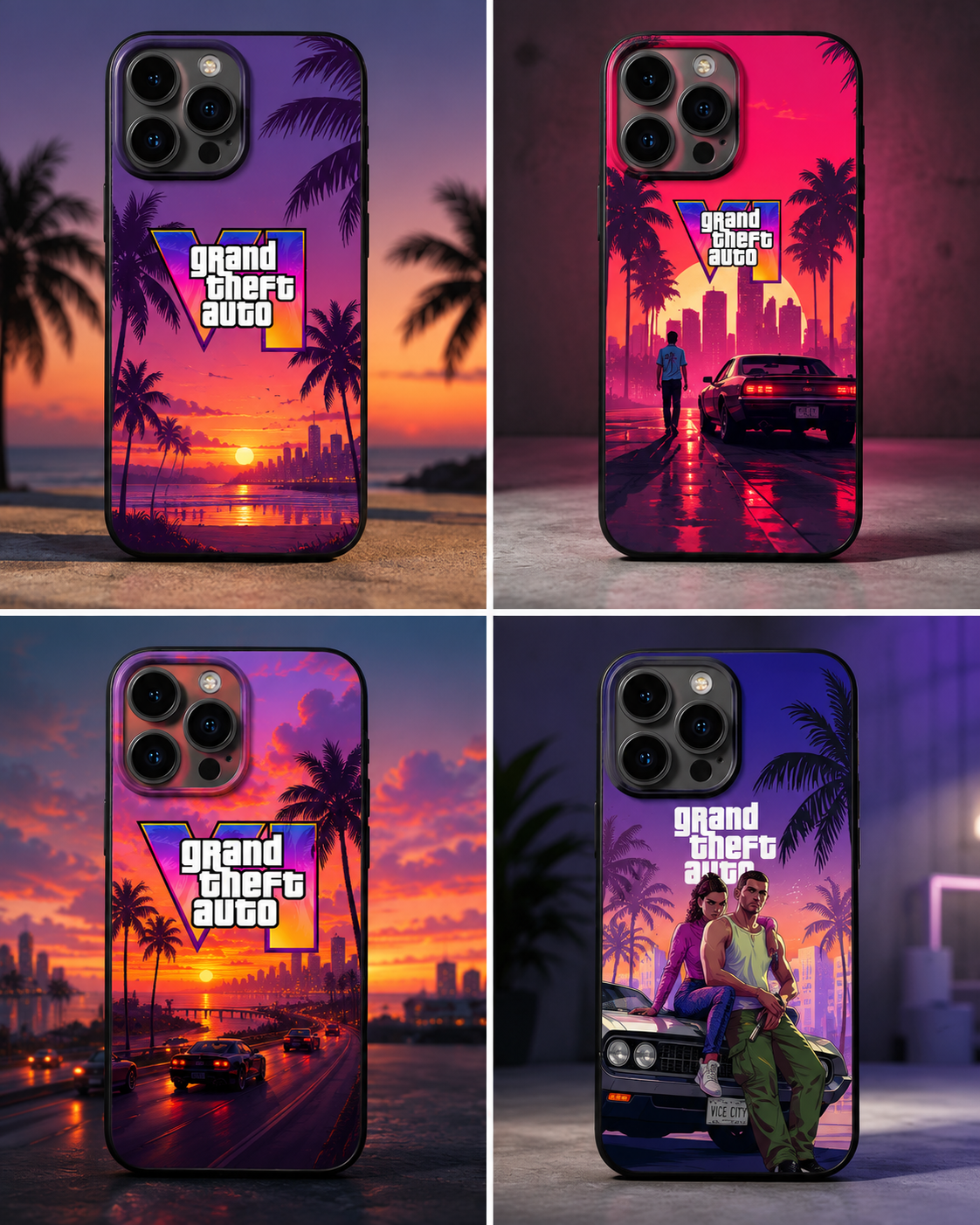 GTA 6 Inspired Black Matte iPhone Case – Soft TPU Shockproof Protective Cover