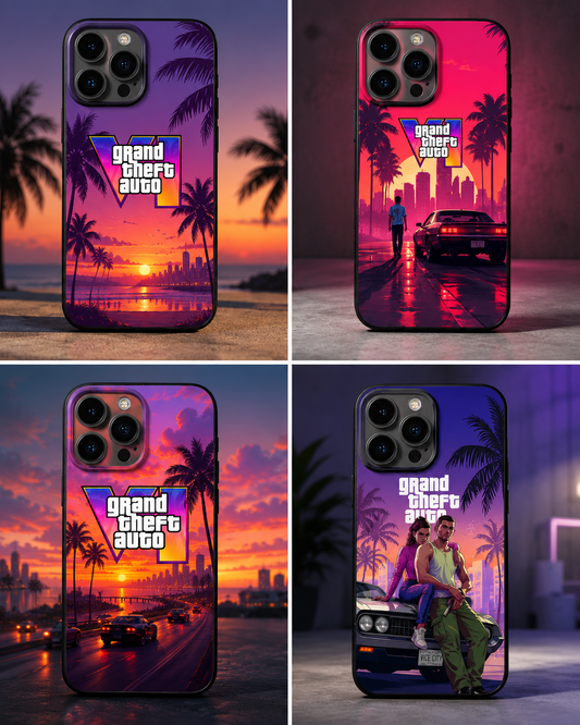 GTA 6 Inspired Black Matte iPhone Case – Soft TPU Shockproof Protective Cover