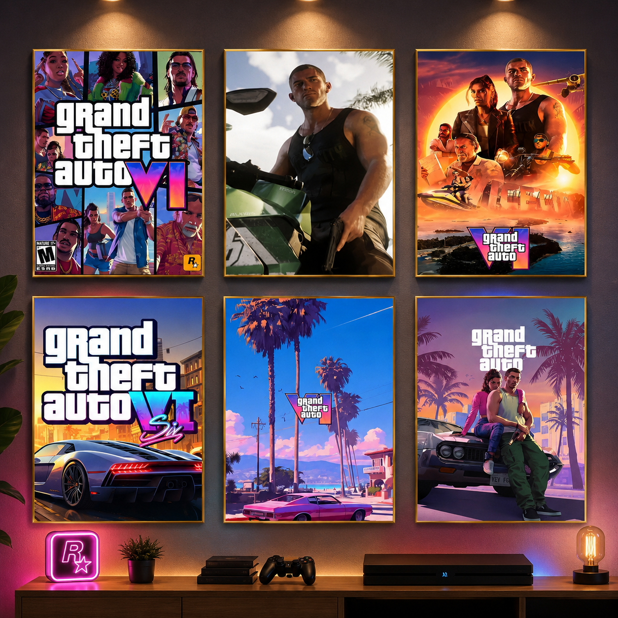 GTA 6 Canvas Wall Art Poster | Vice City Gaming Room Decor
