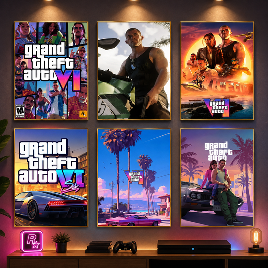 GTA 6 Canvas Wall Art Poster | Vice City Gaming Room Decor