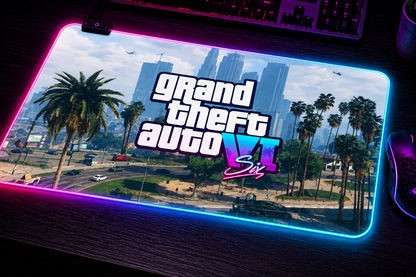 GTA 6 RGB Gaming Mouse Pad XXL – LED Large Desk Mat 900x400 Extended Keyboard & Mouse Pad