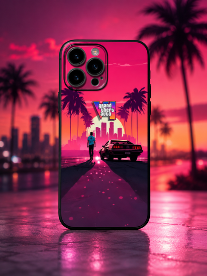 GTA 6 Inspired Black Matte iPhone Case – Soft TPU Shockproof Protective Cover
