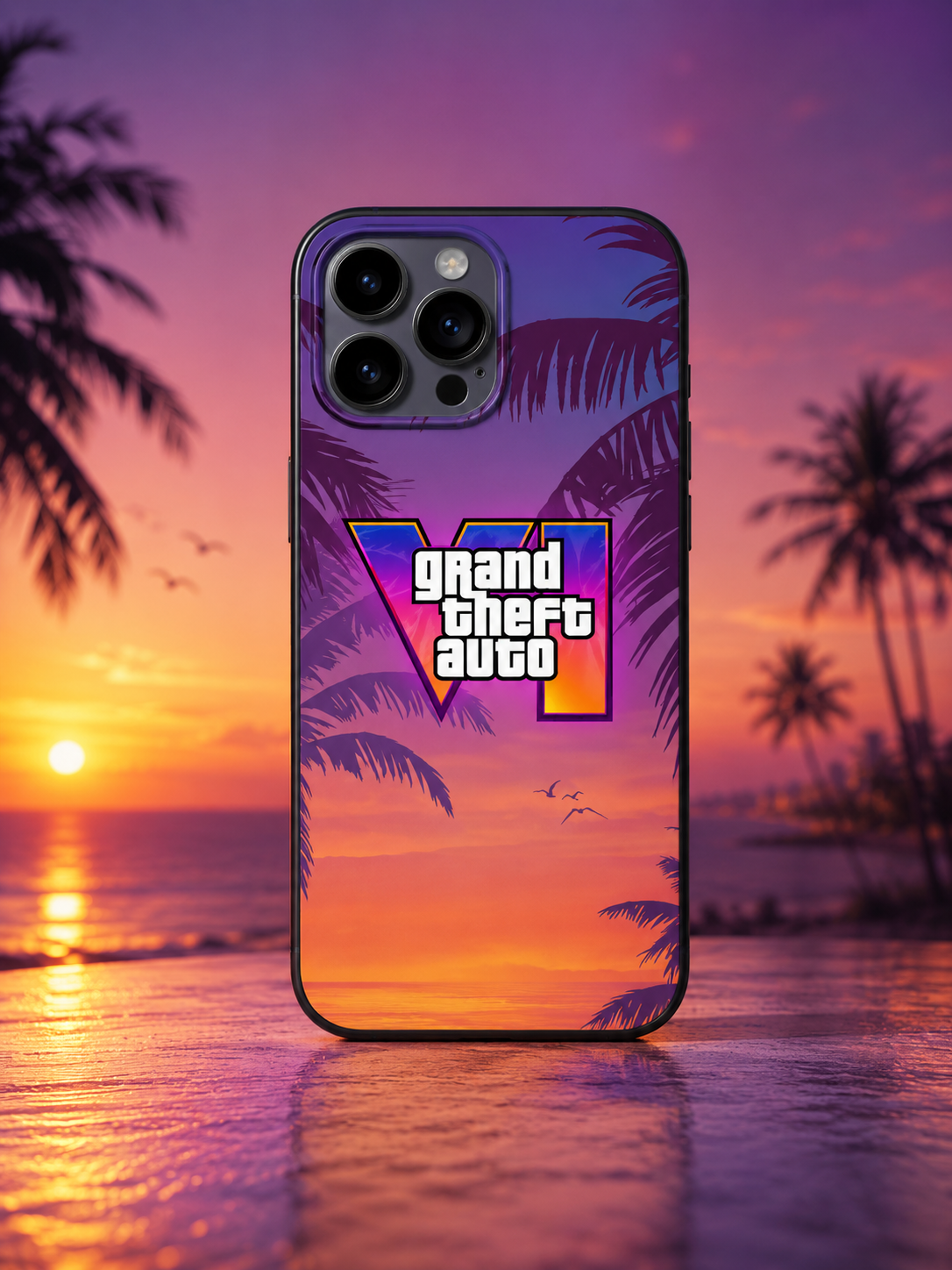 GTA 6 Inspired Black Matte iPhone Case – Soft TPU Shockproof Protective Cover