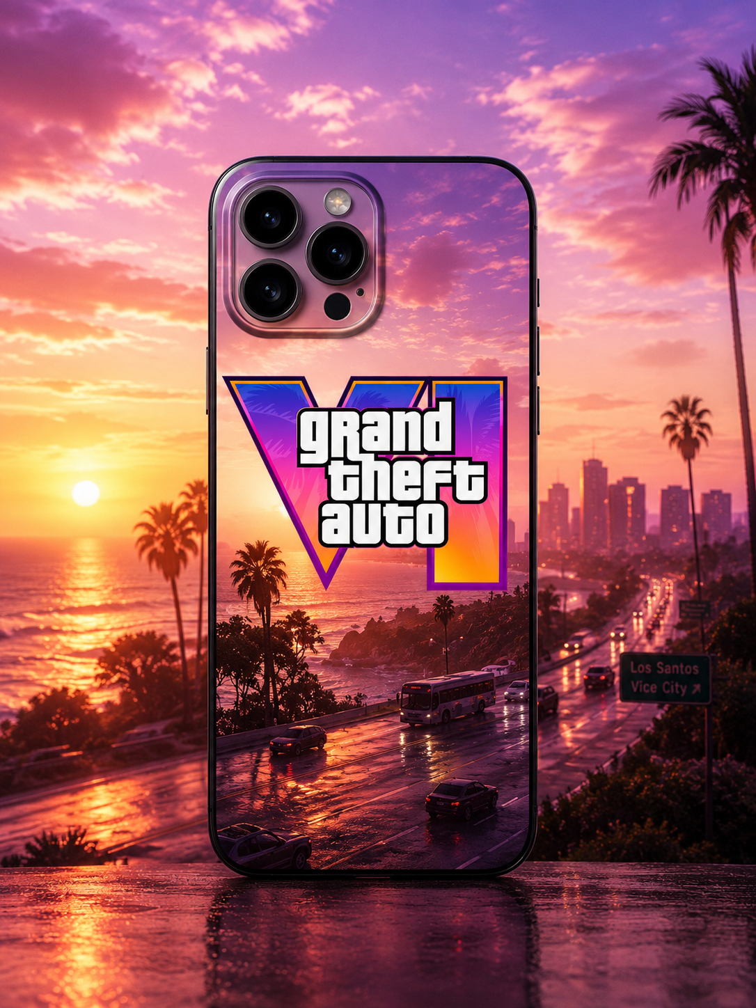 GTA 6 Inspired Black Matte iPhone Case – Soft TPU Shockproof Protective Cover