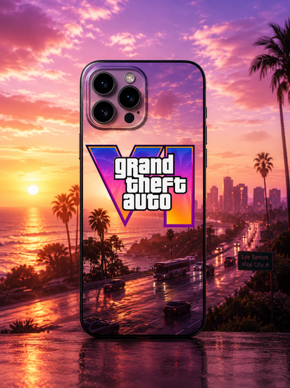 GTA 6 Inspired Black Matte iPhone Case – Soft TPU Shockproof Protective Cover