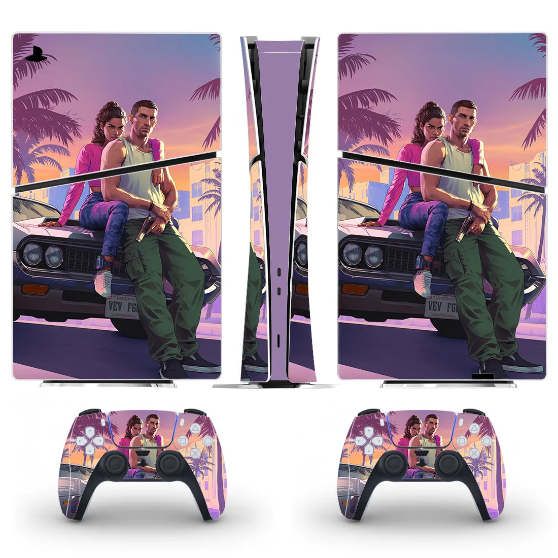 GTA 6 PS5 Slim & PS5 Pro Skin Sticker for Console & 2 Controllers