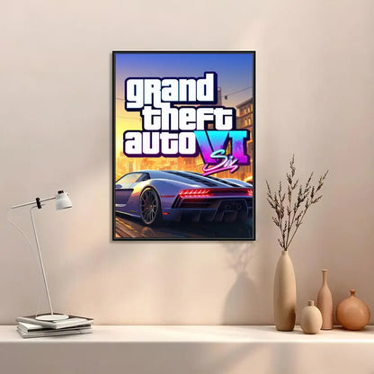 GTA 6 Canvas Wall Art Poster | Vice City Gaming Room Decor
