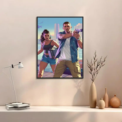 GTA 6 Canvas Wall Art Poster | Vice City Gaming Room Decor