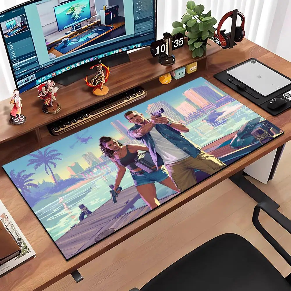 GTA 6 Large Gaming Mouse Pad – Extended Anti-Slip Rubber Desk Mat for Gaming & Office