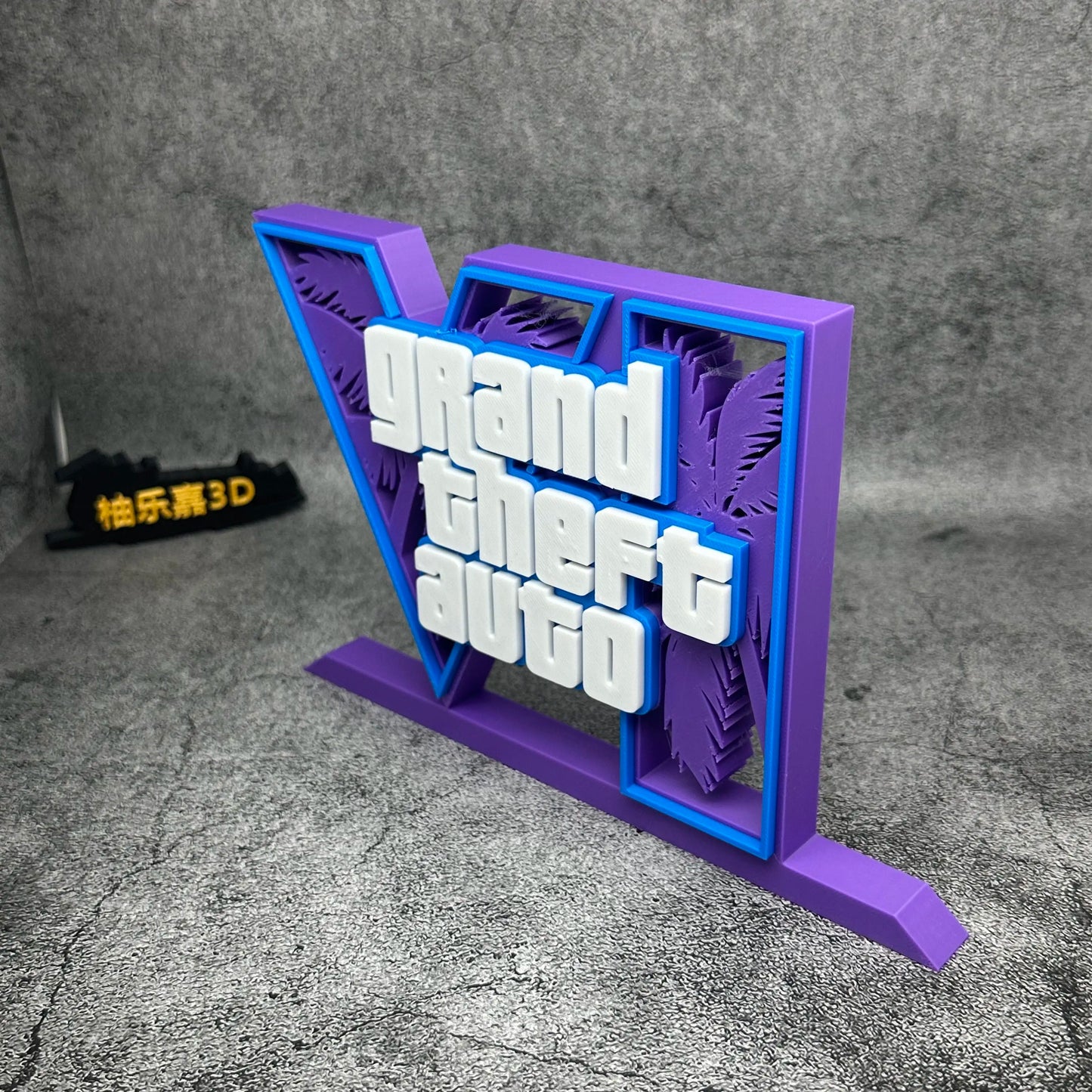 20cm Classic Movie Game Peripherals Suitable for Model Dolls GTA6 3D Logo Stand Ornaments PLA Cosplay Exhibition Decoration Toys