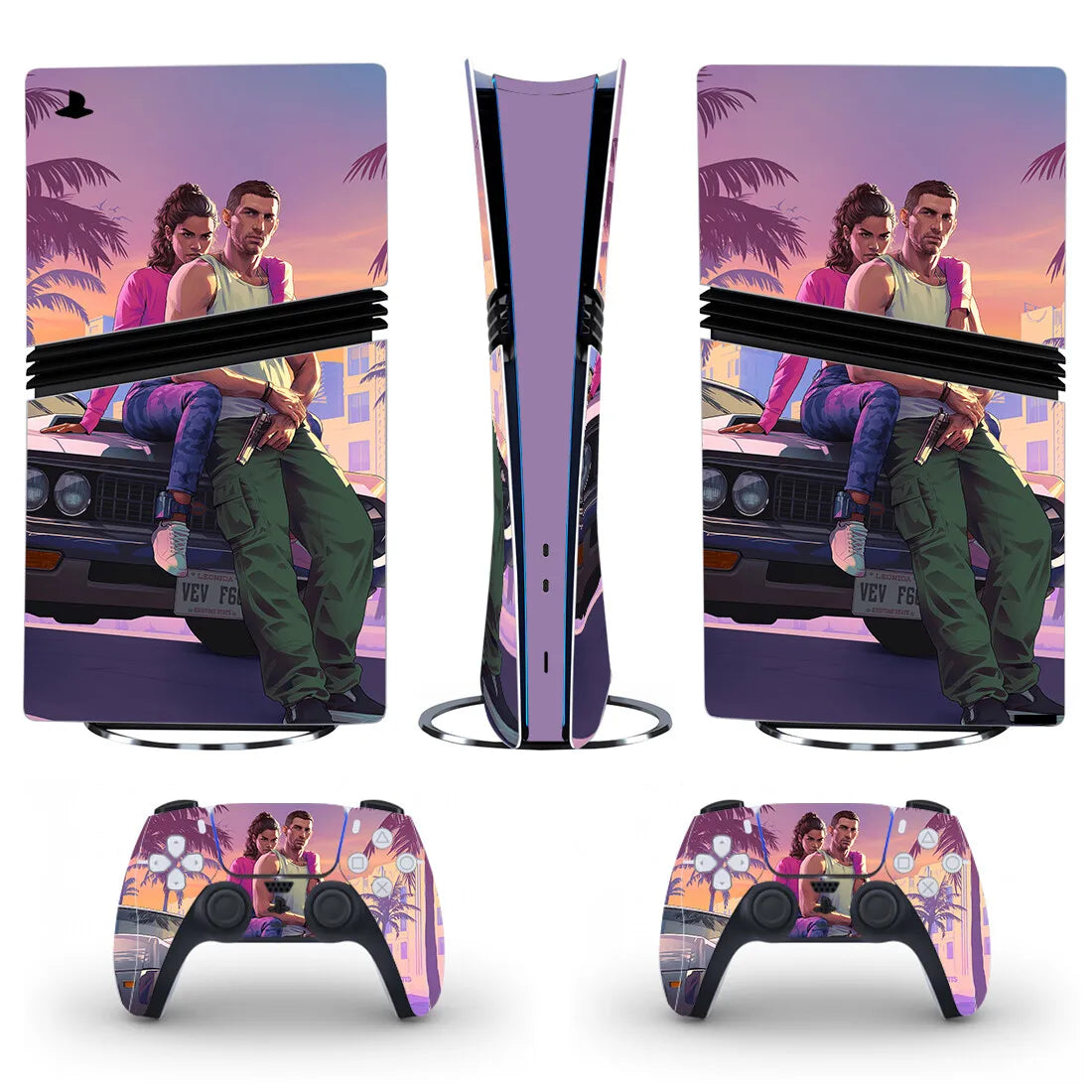GTA 6 PS5 Slim & PS5 Pro Skin Sticker for Console & 2 Controllers
