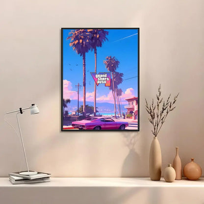 GTA 6 Canvas Wall Art Poster | Vice City Gaming Room Decor