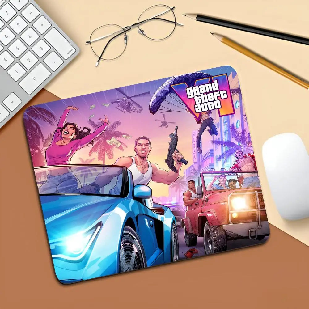 Rockstar Gta 6 Grand Theft Auto Mouse Pad Gaming Laptops Keyboard Mat Deskmat Pc Accessories Desk Protector Mousepad Gamer Mats