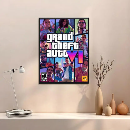 GTA 6 Canvas Wall Art Poster | Vice City Gaming Room Decor