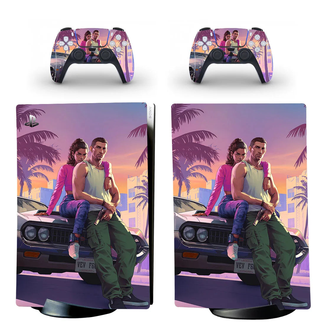 GTA 6 PS5 Slim & PS5 Pro Skin Sticker for Console & 2 Controllers