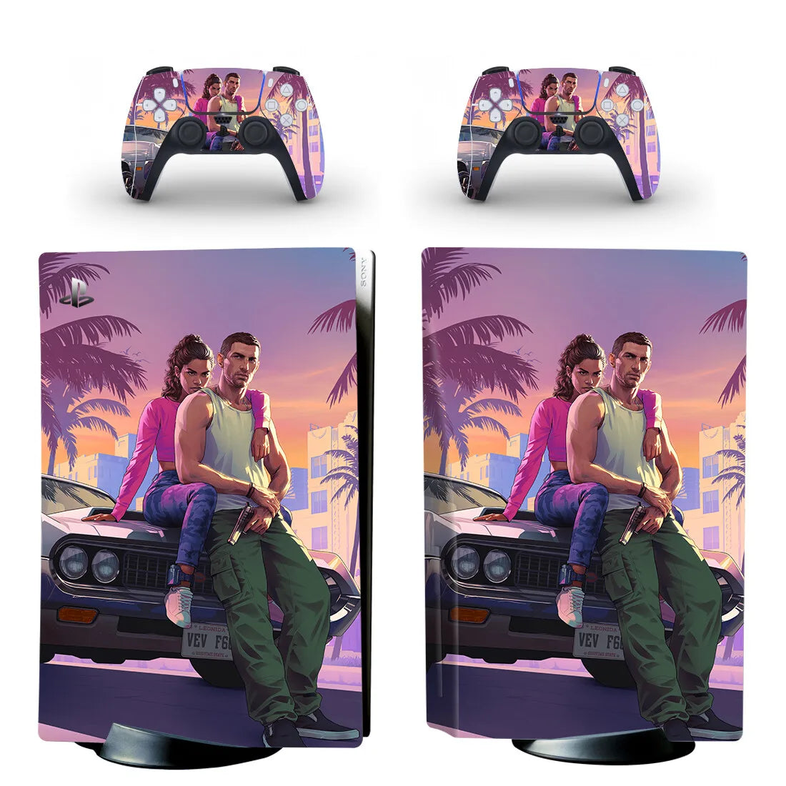 GTA 6 PS5 Slim & PS5 Pro Skin Sticker for Console & 2 Controllers