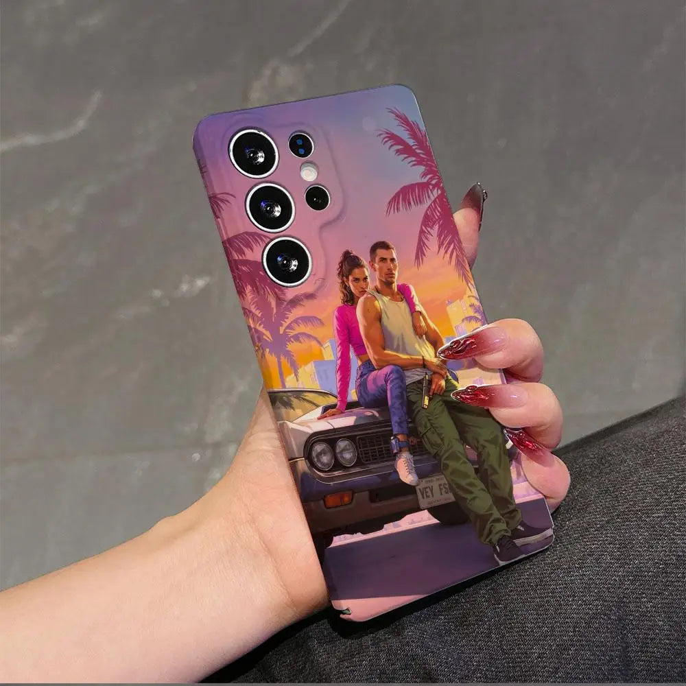 Rockstar Gta 6 Grand Theft Auto Phone Case For Samsung Galaxy S25 S24 S23 S22 FE PLUS ULTRA A05S A25 A06 5G Cover