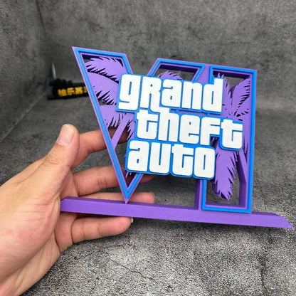 20cm Classic Movie Game Peripherals Suitable for Model Dolls GTA6 3D Logo Stand Ornaments PLA Cosplay Exhibition Decoration Toys