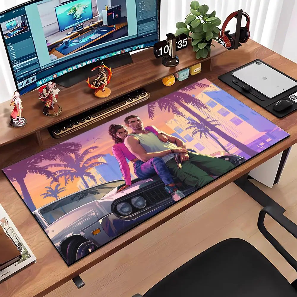 GTA 6 Large Gaming Mouse Pad – Extended Anti-Slip Rubber Desk Mat for Gaming & Office